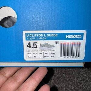 New Size 5.5 Hoka Clifton L Suede Sneaker Smoke Green
